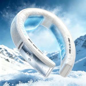 2026 Latest Neck Air Conditioner, Quiet Anti-Hair Pinch Bladeless Fan, 10000 mAh Long Endurance Version Portable Neck Fan, Great Gift for Father's Day & Graduation Season, White, Small