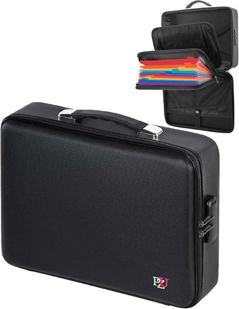 Fireproof Document Box - Hard-Shell Design Waterproof & Fireproof Document Safe with Lock, Fire Box Safe for Documents, Laptops, Passports Ex.16.5 x 12 x 5 inches, Black