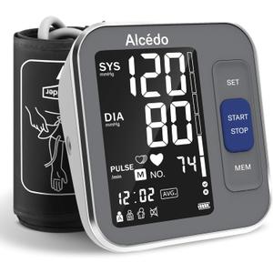 Alcedo Blood Pressure Monitor for Home Use, Automatic Digital BP Machine with Large Cuff for Upper Arm (Black Backlit Screen)
