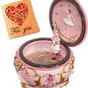 Briskfeel Classical Ballerina Music Box Jewelry Box LED lights Twinkling Resin Carved Collectible Mechanical Ballerine Musical Box with Sankyo 18-Note Ballerina Rotates (4# Ballet)