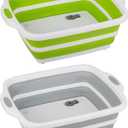 2 Pack Collapsible Cutting Board, Foldable Dish Tub with Draining Hole, Portable Chopping Board with Colander, 3 in 1 Multifunction Camping Sink for Washing Dish, Bowl, Vegetables and Fruit, 15.8 Inches X 12.4 Inches