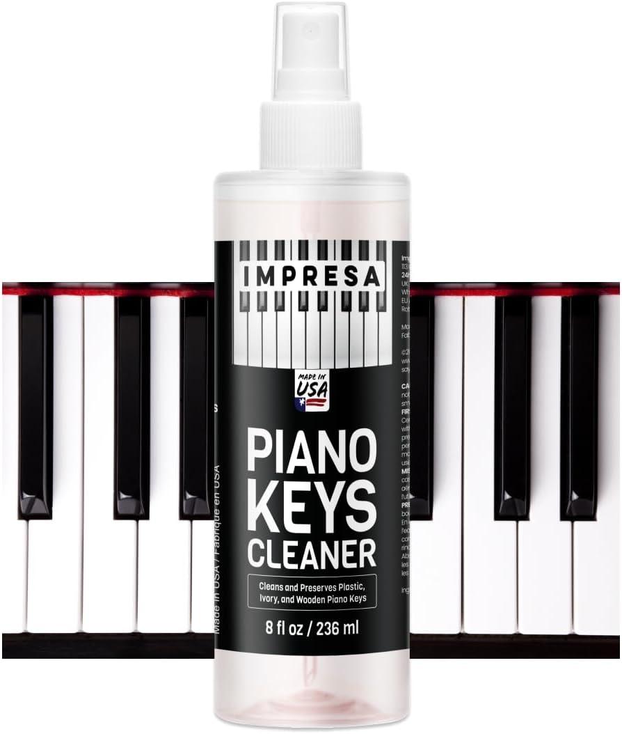 8 oz Piano Key Cleaner Spray to Preserve Plastic, Ivory, & Wooden Keys - Piano Keyboard Cleaning Solution Kit