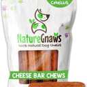 Nature Gnaws Bacon Cheese Bar Chews for Dogs (4 Count)  Hard Long Lasting for Aggressive Chewers - Rawhide Free Dog Chew Bones - Yak Alternative