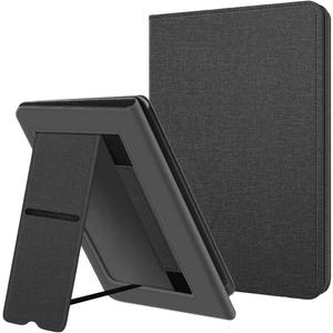 Plobors Case for Kindle Paperwhite E-Reader (7",12th Generation, 2024 Release), Soft PU Leather Cover with Auto Wake/Sleep Hand Strap Foldable Stand Compatible with LG 7 eReader (Black)