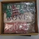 Lineshading 4 Pcs Christmas Table Decor Christmas Tree Centerpiece Joy Peace Love Sign Rustic Decorative Tree Block Signs Gift Winter Tiered Tray Decor Farmhouse for Home Xmas Party Kitchen Shelf