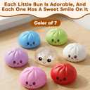 Dumpling Squishies Toy, Giant Glitter Dumpling, Colorful Steamed Bun Stress Balls Fidget Sensory Toy,Squeeze Dough Ball Stress Relief Hand Toys with Food Steamer Stretchy Desk Toys (Blue)