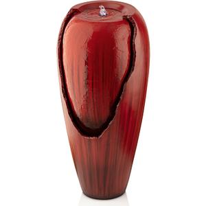 Alpine Corporation DIG100XS-RD Outdoor Vintage Cascading Antique Jar Water Fountain with LED Lights for Gardens, Patios, and Yards, 33" Tall, Red
