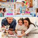 Tellingyou 18 Pcs Spring Craft Bulk Mothers Day Crafts for Kids Classroom Spring Flower Picture Frame Kit Flower Pot DIY Wood Picture Frames with 2 Gems Stickers Gift for Family Kids(Tulip Shape)