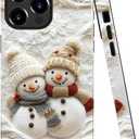 Case Compatible with iPhone 15 Pro,Hybrid 2-Layer Hard Shell,Shockproof Soft for Girl Women,Christmas Snowman Winter
