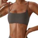 Comper Women's Sports Bras Wirefree Racerback Workout Bras Sexy Thin Straps Yoga Sport Bras with Removable Pads (Grey) Small