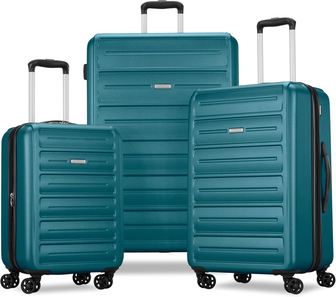 American Tourister Westridge Hardside Luggage Set with Spinner Wheels, Teal, 3PC Set (CO/M/L), Teal 