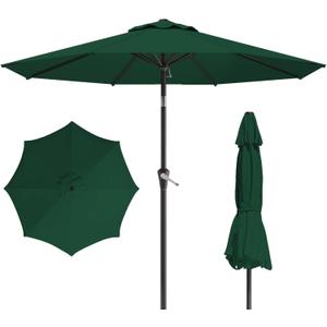 10FT Patio Umbrella, Outdoor Umbrella with Push Button Tilt and Crank, 8 Sturdy Ribs, UV Protection & Waterproof Market Umbrella for Pool, Backyard, Beach,Deck (Dark Green)