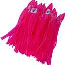 Hoochie Octopus Skirts Trolling Lures Fishing Tackle Soft Plastic Lures Luminous Squid Skirts Saltwater/Bait Lures1.9 '' - 8 ''22PK (7.8in/22Pack, pink/Luminous)