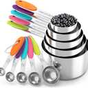 TILUCK Measuring Cups and Spoons Set, Stainless Steel, Kitchen Utensils for Cooking and Baking (10)