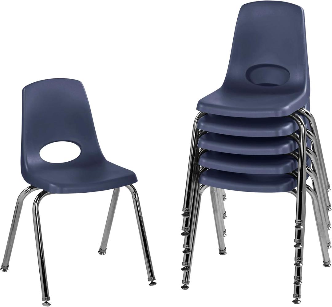 FDP 16" School Stack Chair with Swivel Glides, Navy, 6-Pack, 10368-NV
Stacking student seat with self-leveling swivel feet, for upper elementary age 8-12, classroom & homeschool