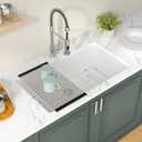 Lordear 33 Inch White Granite Composite Kitchen Sink Undermount | White Kitchen Sink Quartz Single Bowl Under Counter 33x19x9.65 Inch With Accessories