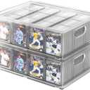 Trading Card Storage Box – Clear Large Card Organizer Holds 6400 Cards with Foam Inserts Blocks – Display Case for TCG, MTG & Sports Cards(2-Pack)