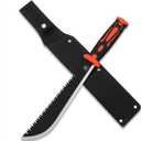 Machete with Saw, 16.5 In Machetes for Bushcraft, Outdoor Hiking, Garden Cutting Trees and Yard Work, Ergonomic No-Slip Handle with Sheath