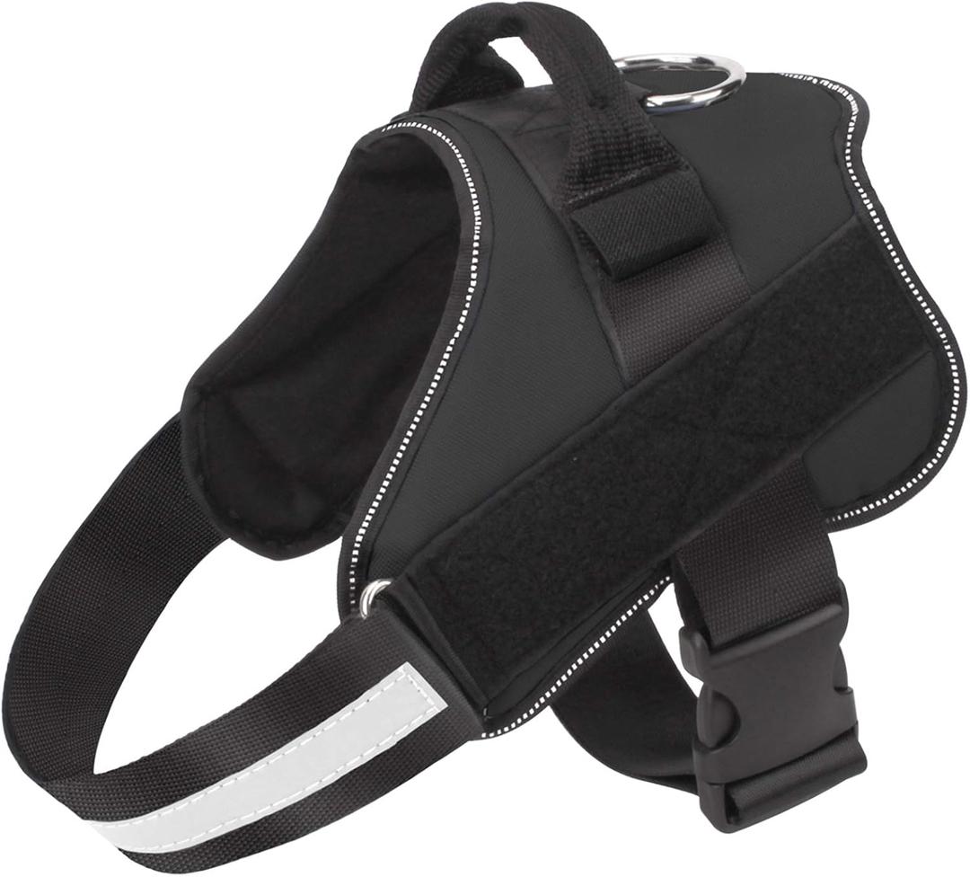 Bolux Dog Harness, No-Pull Reflective Dog Vest, Breathable Adjustable Pet Harness with Handle for Outdoor Walking - No More Pulling, Tugging or Choking (Black, M) (Medium (Pack of 1))