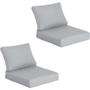 23.5"x27" Outdoor Deep Seat Patio Cushions Set of 2, Deep Seat Bottom Resilient Foam Filling Water-Resistant Stain-Resistant UV Resistant Weather Resistant with YKK Zippers, Stone Grey