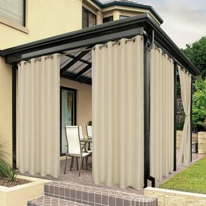 BONZER Outdoor Curtains for Patio Water Resistant Heavy Privacy Sunlight Blocking Grommet Outside Curtains for Porch, Pergola, Gazebo, 1 Panel, 54W x 95L inch, Cream (54"W x 95"L (Pack of 1))