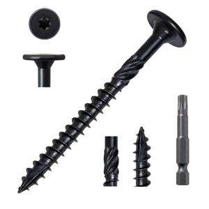 LIONMAX Structural Wood Lag Screws #14 x 2-7/8 Inch, 100-PCS, Heavy Duty Exterior Construction Screw, Rust Resistant Coated for Deck/Timber/Landscape, Flat Head Star Drive, T30 Bit Included, Black