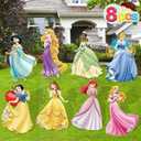 8Pack Princess Yard Signs for Birthday Party Supplies, 3.7Inch High Princess Party Yard Sign Outdoor Garden Decor, Princess Birthday Party Decorations for Girls