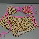 MakeMeChic Women's Polka Dots Triangle Bikini Sets Swim Shorts Y2K Leopard Striped Bathing Suit Swimsuit (Pink, Large)