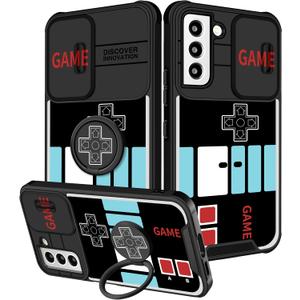 Funermei for Samsung Galaxy S21 FE 5G Case - Men Boys Cute Kids Phone Cover Fun Game Cool Unique Design with Camera Cover Ring Stand Funny Women Teens Funda for Samsung S21FE Cases 6.4''
