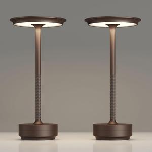 2 Pack Rechargeable Table Lamps Cordless, Portable 5000mAh Outdoor Table Light, 3 Color Stepless Dimming LED Table Lamp with Memory Function, for Home/Dinner/Patio/Restaurant(Brown)