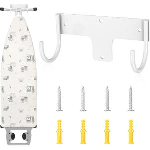 ORLESS Ironing Board Holder Wall Mount, Ironing Board Hanger, Iron Board Holder, Small Y or T Leg Iron Board Hook Wall Mount for Laundry Rooms, 6 Inch(White)
