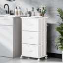 OLIXIS Dresser Storage with 3 Drawers, Fabric Dresser Tower, White, 11.8"D x 16.7"W x 30"H