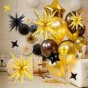 24 Pcs Star Balloons Set Explosion Balloons Foil Cone Balloon Four Pointed Star Shaped Balloon for Birthday Wedding Anniversary Party Backdrops Decorations Supplies (Black and Gold)