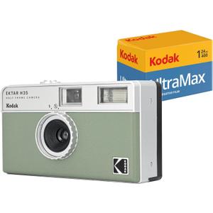 KODAK EKTAR H35 Half Frame Film Camera (Sage, Bundle with 24exp Film)