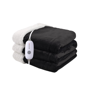 Heated Blanket Electric Throw Size 50''x60'' with 5 Heating Levels, 3 Hour Auto Shut Off, Machine Washable, Flannel & Sherpa Double-Sided Soft Warming Blanket for Couch, Bed, Office - Black