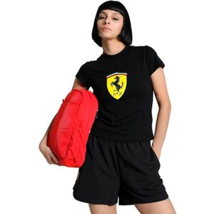 PUMA Women's Scuderia Ferrari Graphic Babydoll T-Shirt, Puma Black SS25, X-Large
