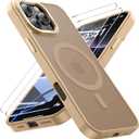 for iPhone 16 pro max Case with 2X Screen Protectors [Compatible with MagSafe] Military Grade Drop Protection Back Cover Shockproof Slim Fit for iPhone 16 pro max Phone Case 6.9 inch,Brown