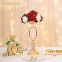 NUPTIO Flower Centerpieces for Wedding Tables: Red & White Artificial Flower Ball Arrangement for Christmas Thanksgiving Party - 2 Pcs Fake Floral Rose for Bridal Shower Decor