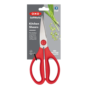 OXO Stainless Steel Measuring Spoon Set, Silver, 4-Piece & Culinary Fresh Lemon Zester & Cheese Grater with Razor Sharp Stainless Steel Blade & OXO SoftWorks Stainless Steel Kitchen Shears, 1 Count, Red