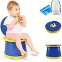 Portable Potty Seat, Toddler Folding Training Toilet Chair Kids Travel Foldable Potty Indoor Outdoor with Storage Travel Bag Blue