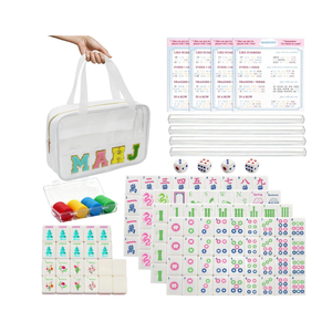 American Mahjong Game Set,Mahjong Set,Complete Mahjong Tile Set with 166 White Tiles (1.2’’),4 Tile rulers,4 dice,1 Bag,100 Chips,5 Instruction Manuals,Mahjong Game Gift for Enthusiasts