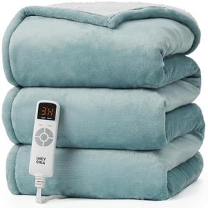 EHEYCIGA Heated Throw - Heating Blanket with 9 Levels & 10 Hr Auto Off, Soft Cozy Sherpa Blanket, 50 x 60 Inches