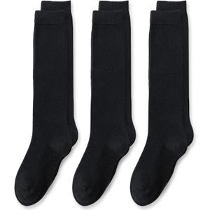 EPEIUS Girls Knee High Socks Seamless Cotton School Uniform Socks Kids Boy Over the Calf Sock 3/5 Pack (5-7 Years)