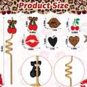 Domensi 24 Pcs Cheetah Cherry Party Straw Bulk Plastic Reusable Leopard Cherry Print Drinking Straw Party Favors for Women Summer Pool Birthday Bridal Shower Bachelorette Game Night Cocktail Supplies, 10.6 in / 27 cm long