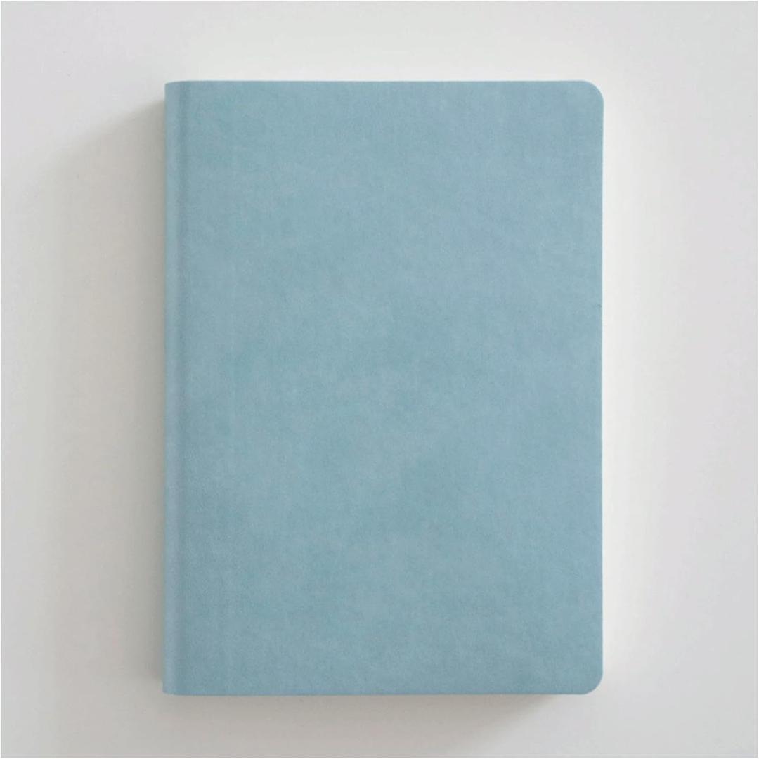 PEKJI Exquisite Imitation leather Notebook meeting journal notebook 21x14.5cm for Home, School, and Office 272Pages/136Sheets portable (blue gray)