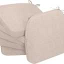 AAAAAcessories DShaped Chair Cushions, 2" Thick Dining Chair Pads with Ties and Removable, MachineWashable Cover, 17" x 16", Set of 6, Oatmeal Beige