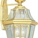 Livex Lighting 2261-02 Outdoor Wall Lantern, Polished Brass, 10.5"W x 20.75"H