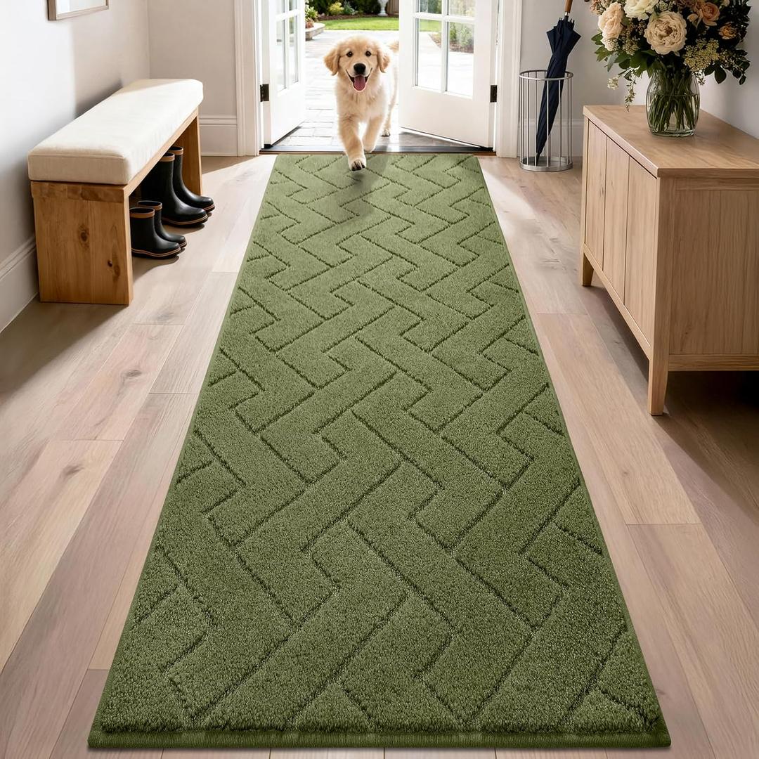 PURRUGS Hallway Runner Rug, 24" x 84", Sage Green