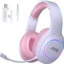 AOC Wireless Gaming Headphones with USB-C for PS5/4, Nintendo Switch, PC, Bluetooth 5.4 & 2.4GHz Gaming Headset with Noise Canceling Mic, RGB, 20ms Latency, 45H, 7.1 Virtual Surround- Pink