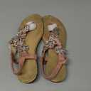 iCKER Women Sandals Rhinestone Dressy Casual Summer flat flip flops Comfortable Sandals (7.5, 3016 Pink)